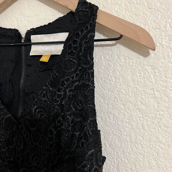 Leifsdottir Anthropologie Black Lace Eyelet Dress Lingonberry Sleeveless Size 4 - Picture 6 of 15